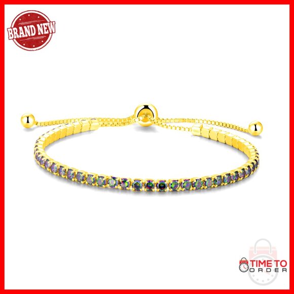 Sterling Silver Tennis Bracelet Adjustable 9